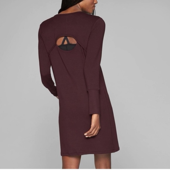 Athleta Dresses & Skirts - Athleta Women’s Crossover Long Sleeve Sweatshirt Dress in Burgundy, Size Medium